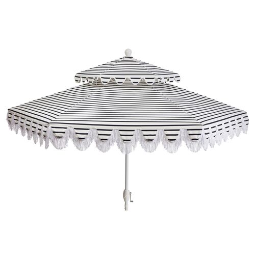 Daiana Two-Tier Patio Umbrella, Indigo Stripe~P77522512