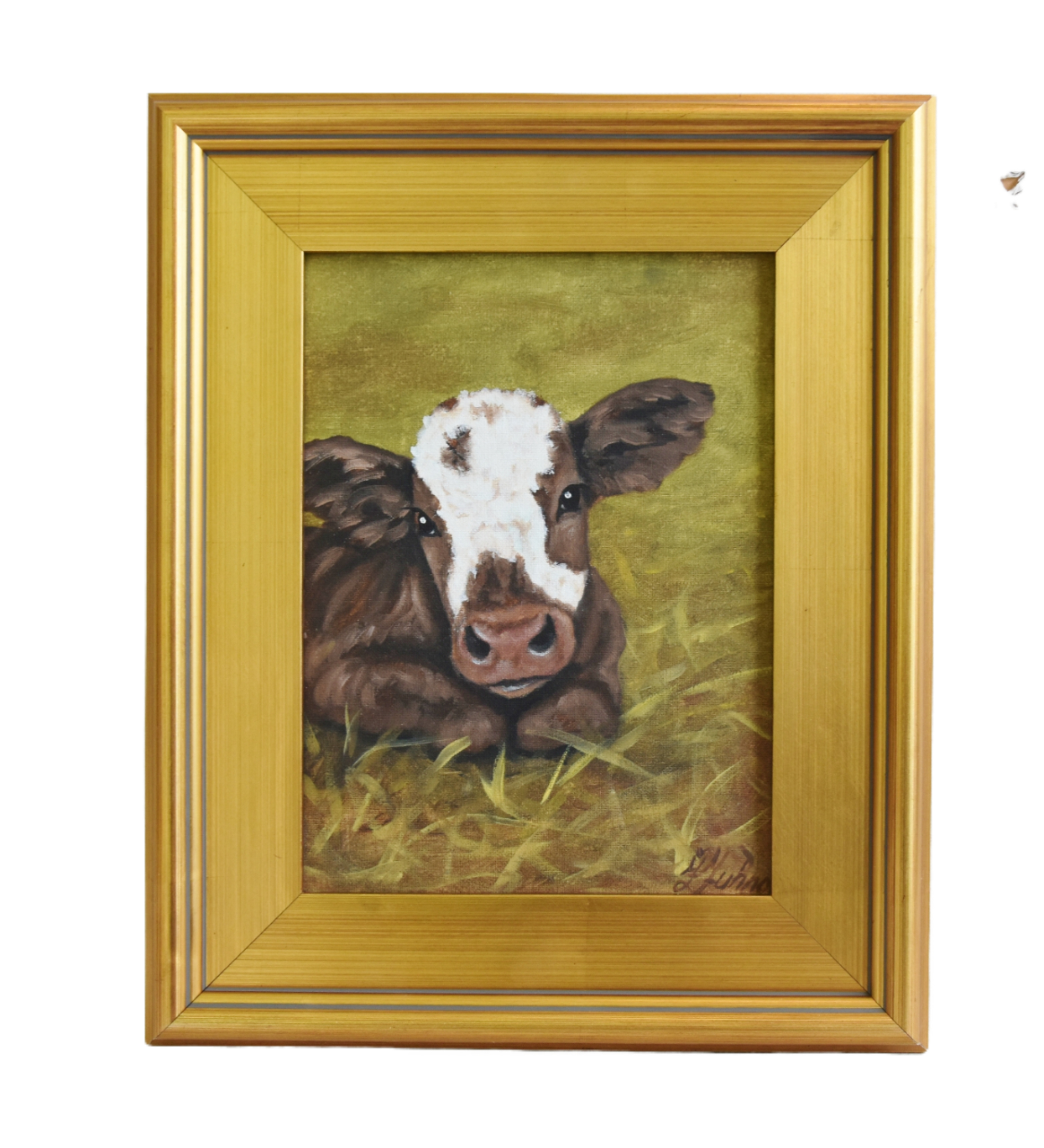 Farmhouse County Calf Portrait Painting~P77667758