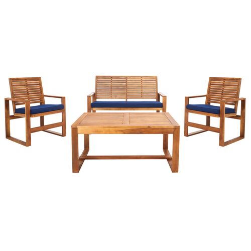 Thalassa 4 Pc Outdoor Acacia Lounge Set
