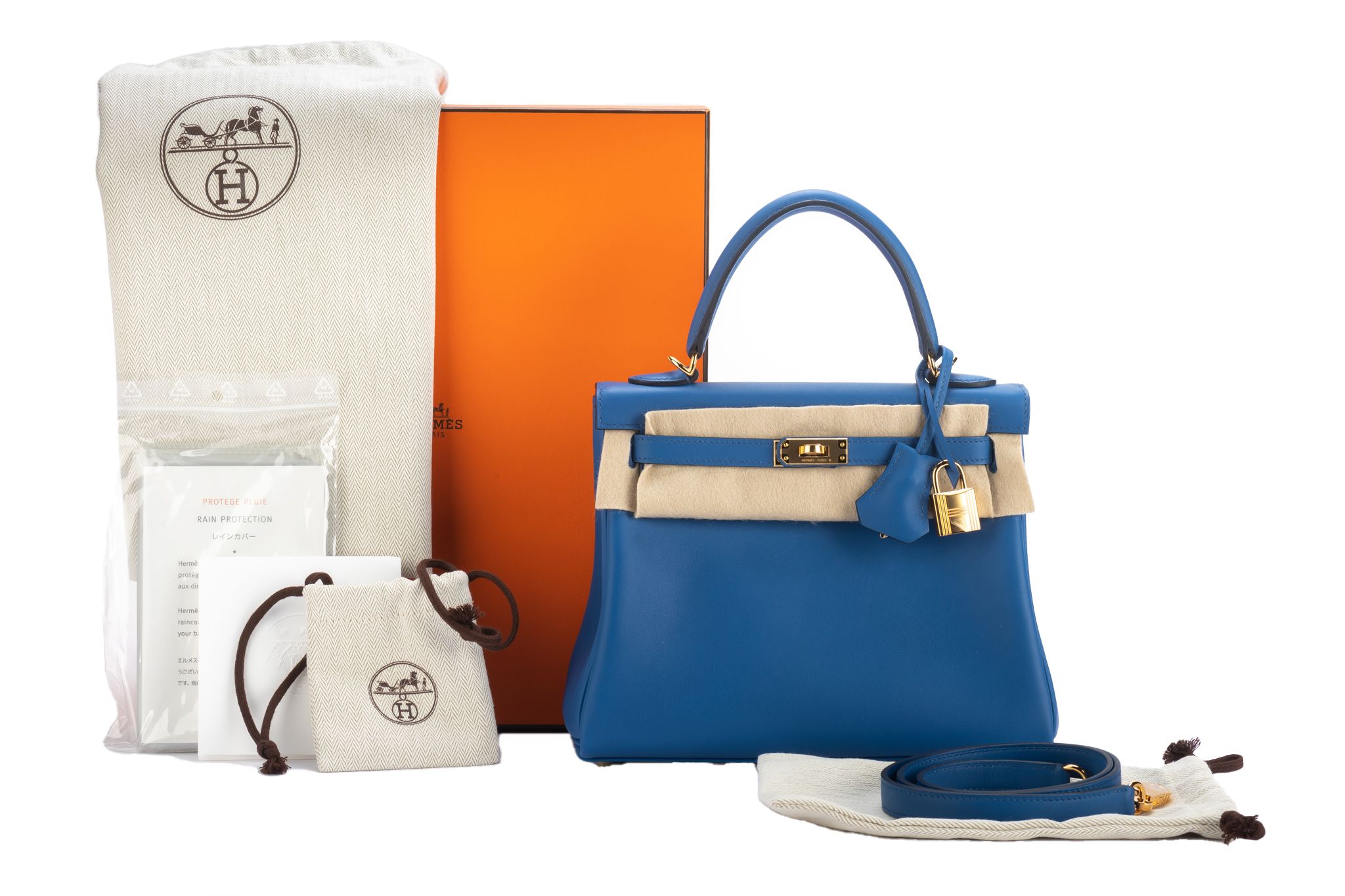 Hermès Blue France Swift & Multicolor Vibrato Kelly Retourne 35  QGB0QJ3CBB000