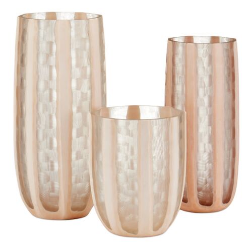 S/3 Merletto Glass Vases, Blush