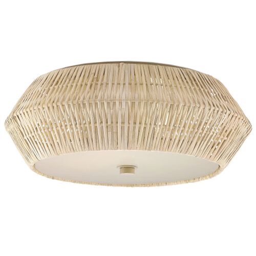 Antibes Rattan Flush Mount, Bleached Natural/Snow White