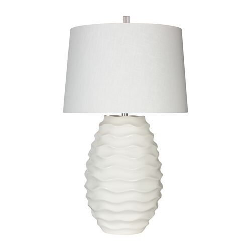 Escondido Wave Ceramic Table Lamp, White
