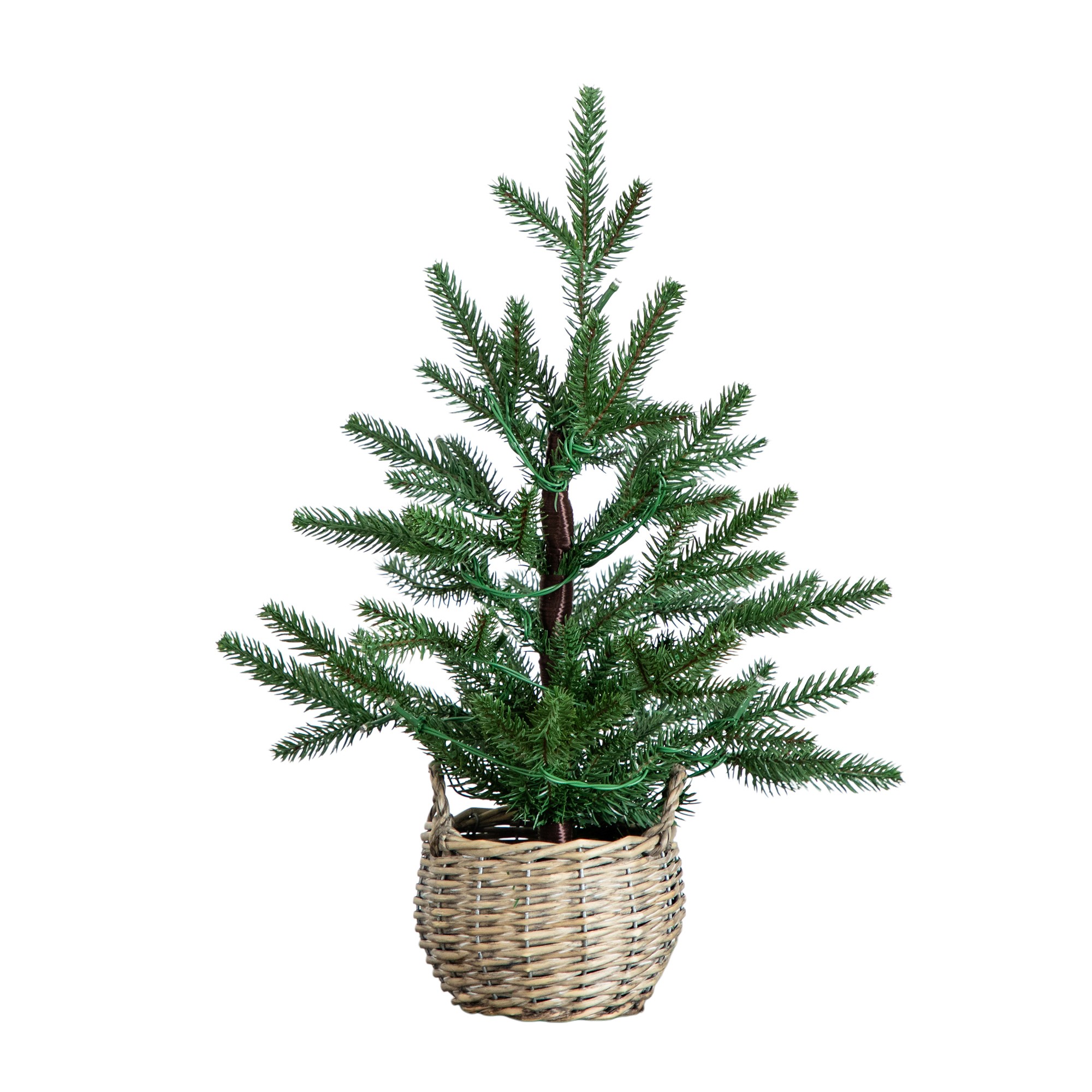 1.5-ft Pre-Lit Mini Christmas Tree in Basket with 20 Warm White LED Lights