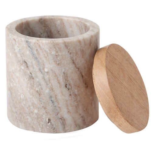 San Marino Cotton Jar, Beige Marble/Wood~P77619195