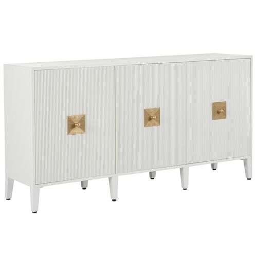 Burns Textured Wood Credenza, White