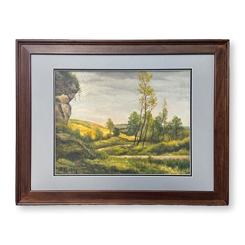 French Landscape Painting of Rolling Hills