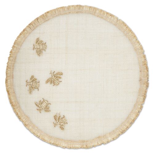 S/4 Straw Bee Place Mat, Natural~P77533432