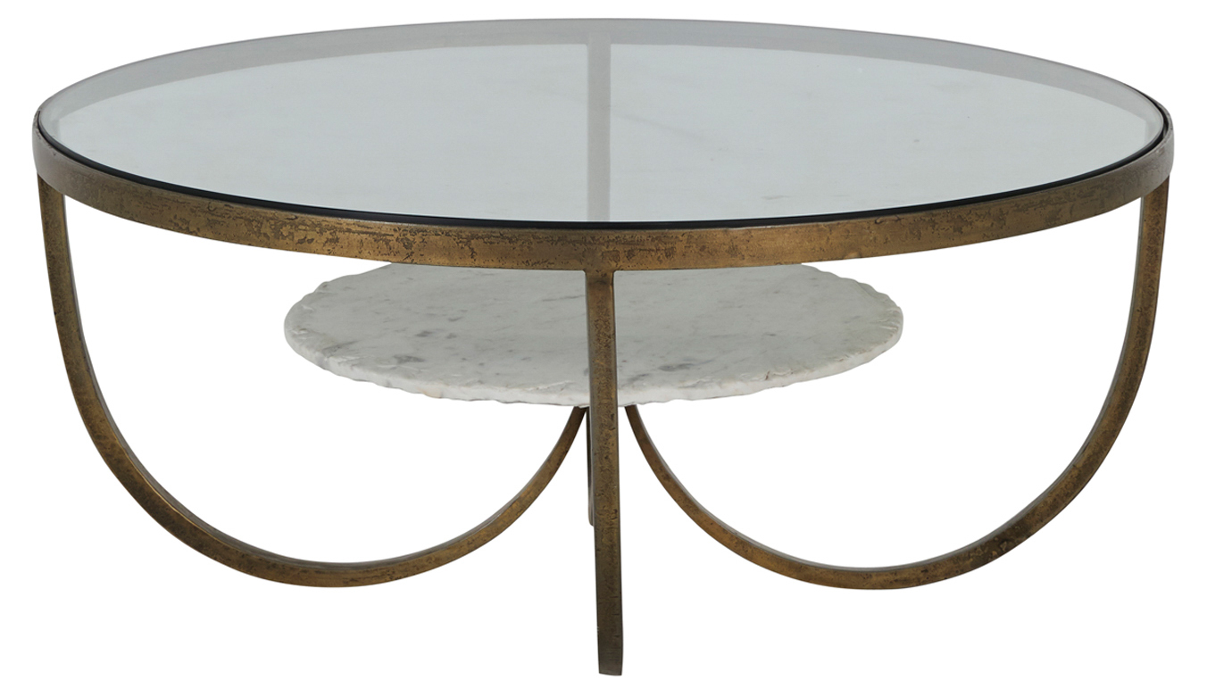 Wilbur Coffee Table, Champagne/Specked White Marble One Kings Lane