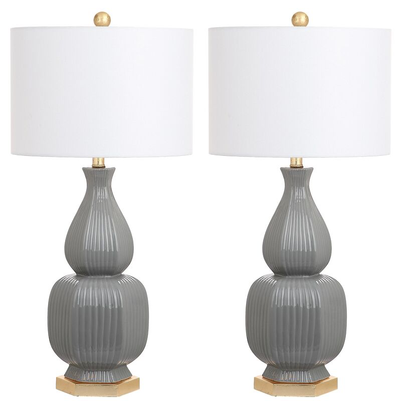 S/2 Abel Table Lamps, Gray