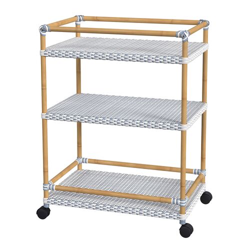 Kye 24" Outdoor 3-Tier Rattan Bar Cart