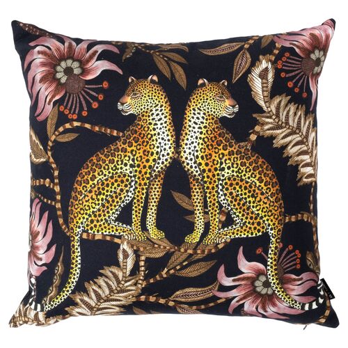 Lovebird Leopards 20x20 Pillow, Black~P77634706