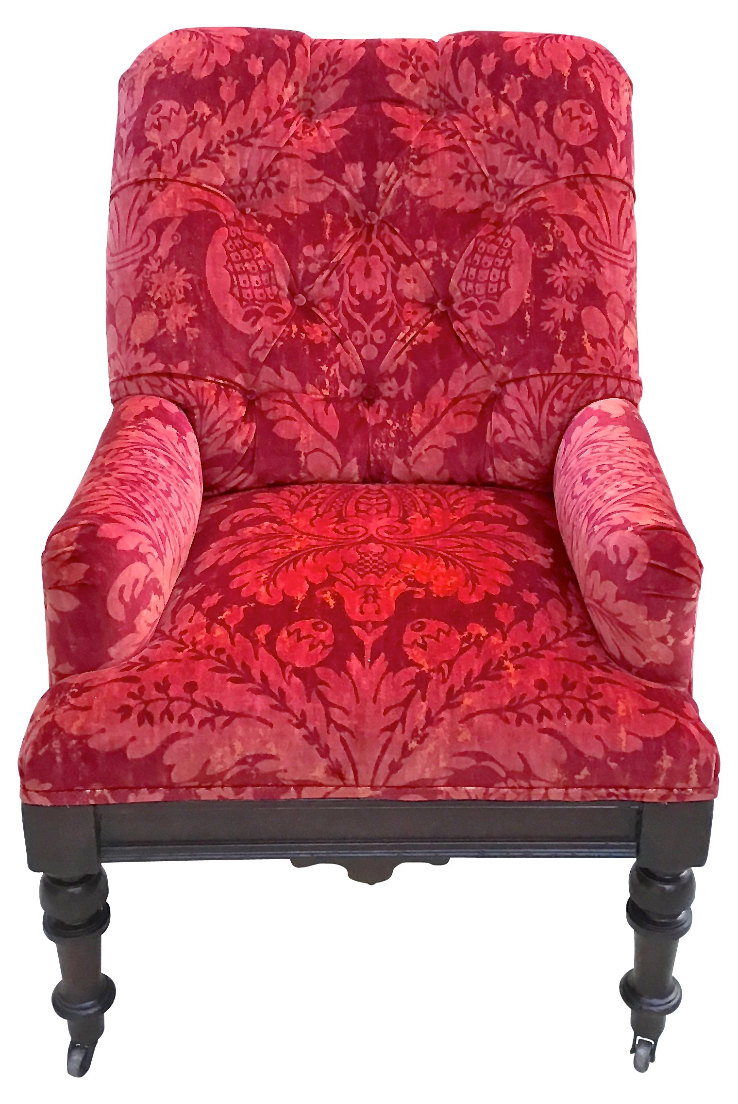 Velvet Damask Edwardian Lounge Chair~P77448395