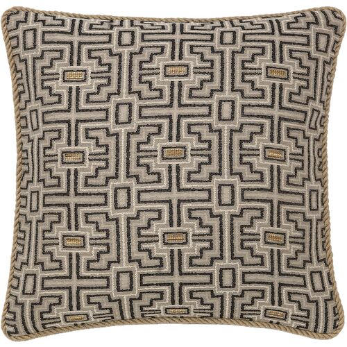 Asher Geometric Cord Pillow, Stone/Bisque