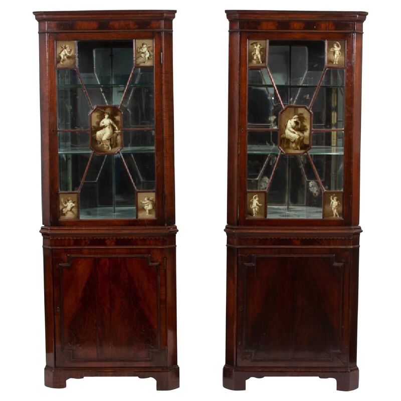 19th-C. Regency Style Corner Cabinets