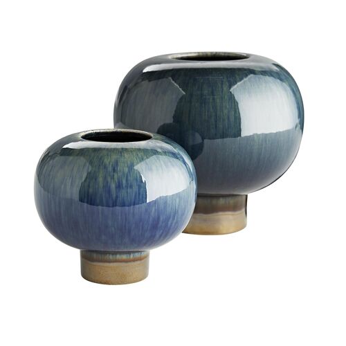 S/2 Tuttle Porcelain Vases, Blue