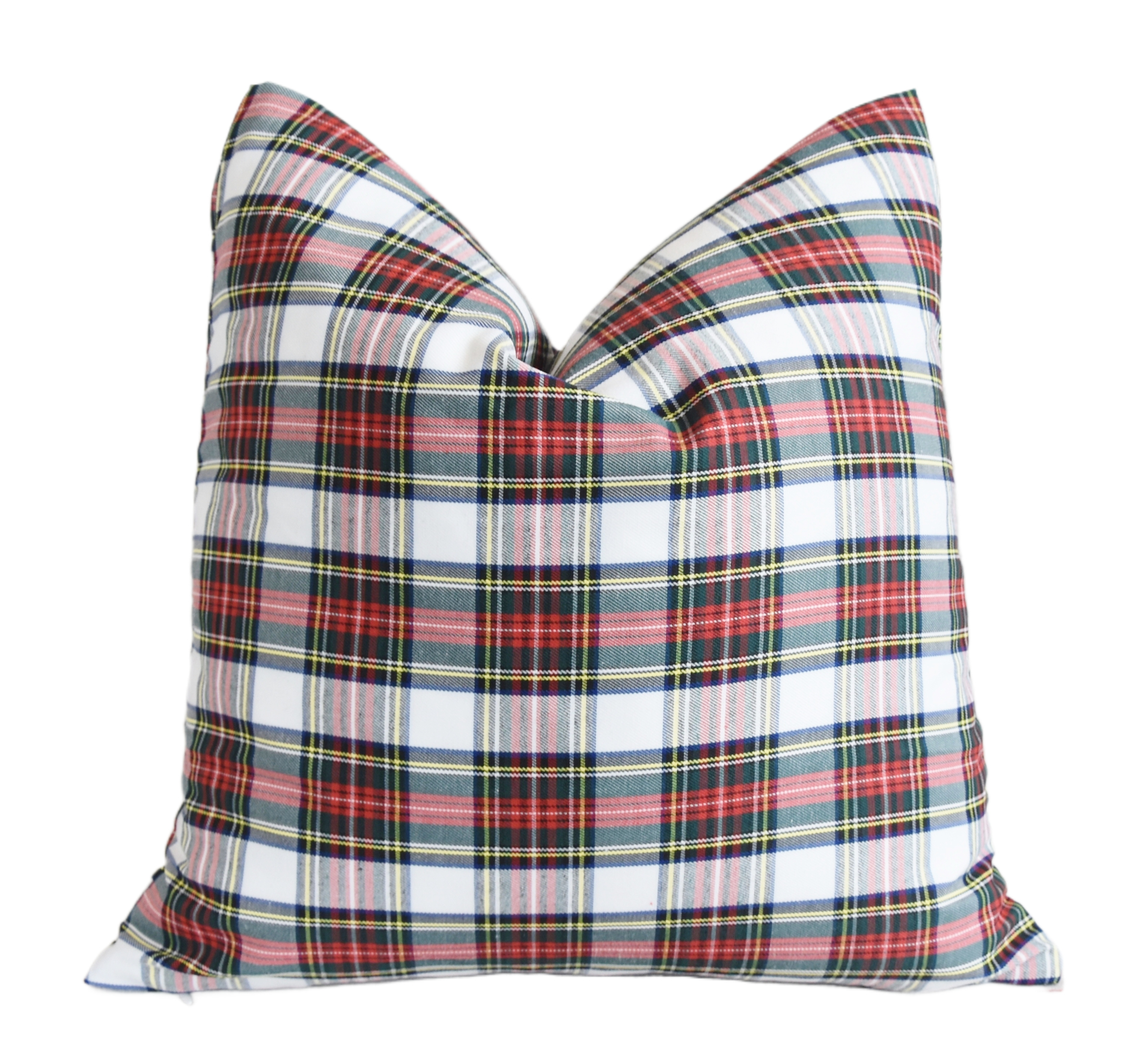 Red Woven English Plaid Tartan Pillow~P77688416