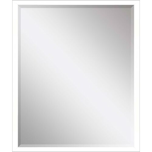 Lacquered White Shadow Box Beveled Mirror Lacquered White Shadow Box Beveled Mirror