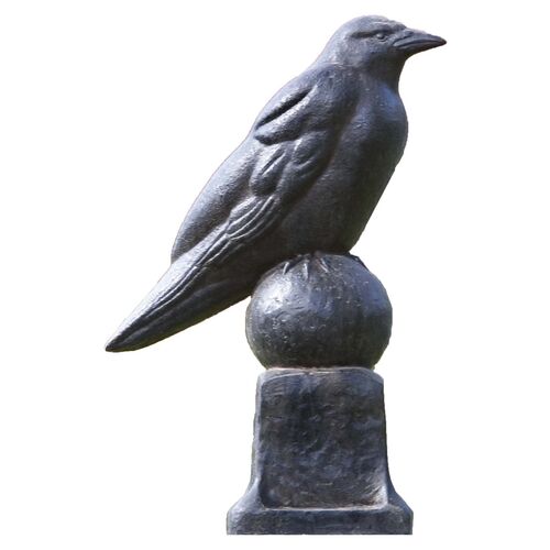 13" Raven Outdoor Statue, Black~P77430725