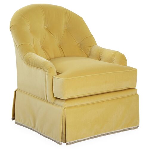Marlowe Swivel Club Chair, Canary Velvet~P77321648