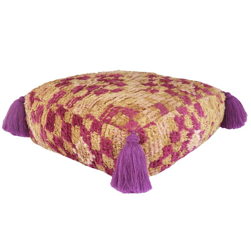 Ochre and Magenta Vintage Pouf