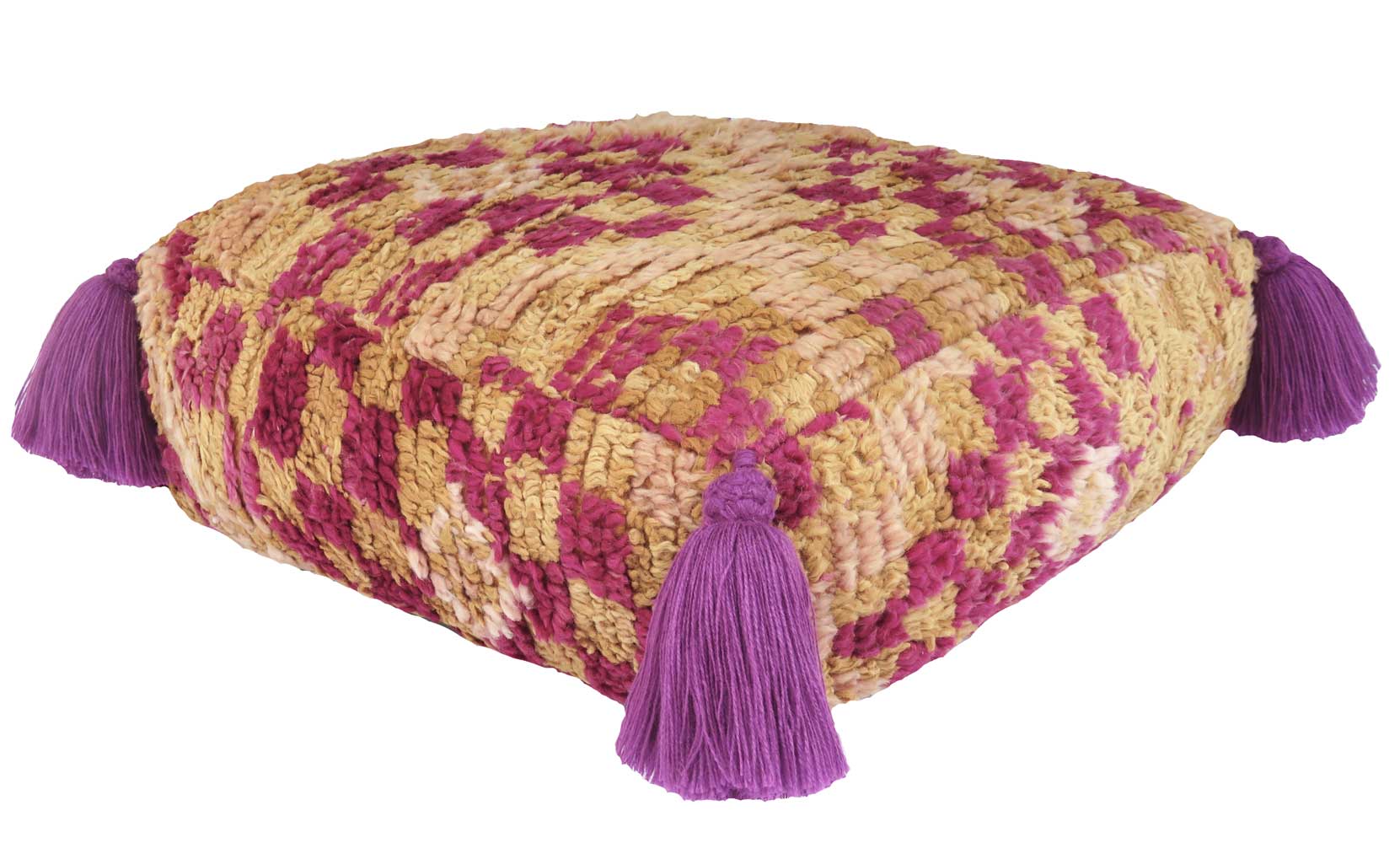 Ochre and Magenta Vintage Pouf~P77621924