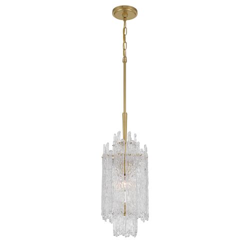 Libby Langdon Ackerly 1-Light Ice Glass Pendant, Aged Brass