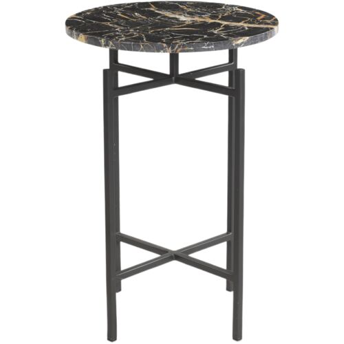 Alric Marble Accent Table, Matte Black