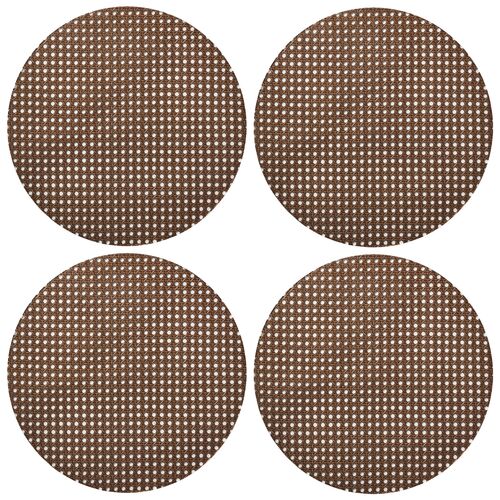 Set of 4 Reed Acrylic Placemats, Brown Set of 4 Reed Acrylic Placemats, Brown