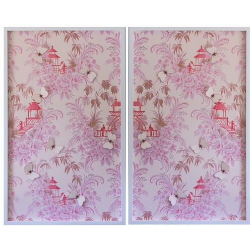 Dawn Wolfe, Pink Pagoda Vintage Wallpaper Diptych~P77571772