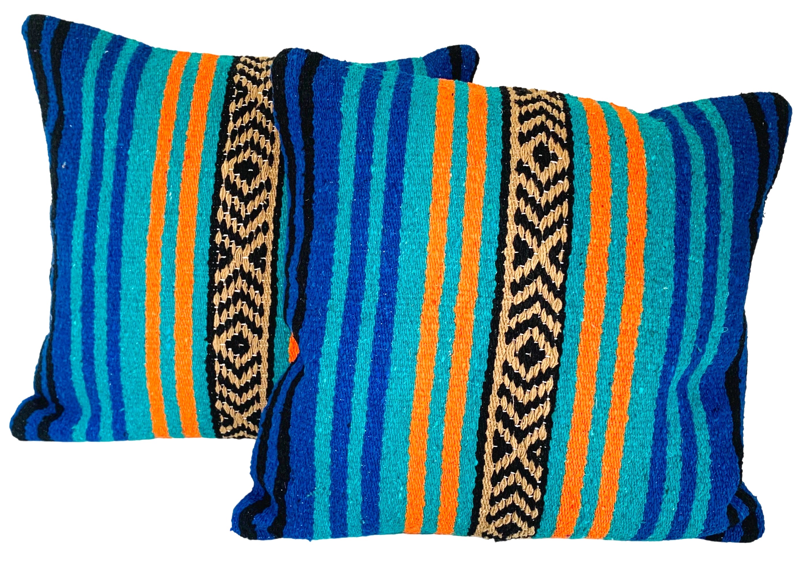 Mexican Serape Throw Pillows, Pair