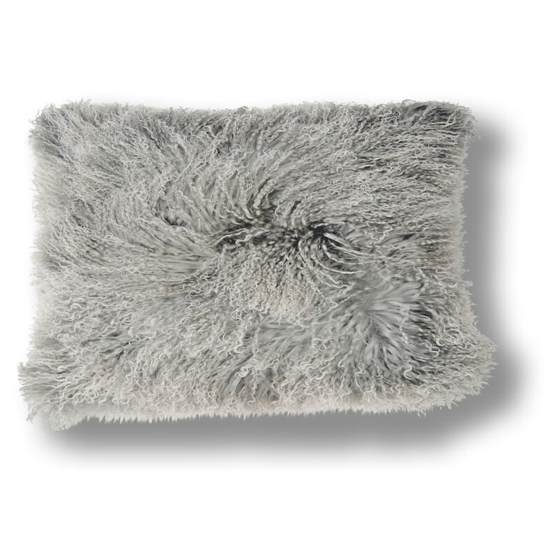 Dyed 10x20 Tibetan Lamb Pillow, Gray