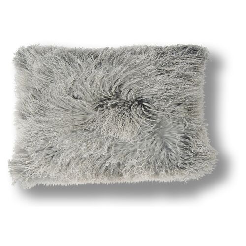 Dyed 10x20 Tibetan Lamb Pillow, Gray~P76393175