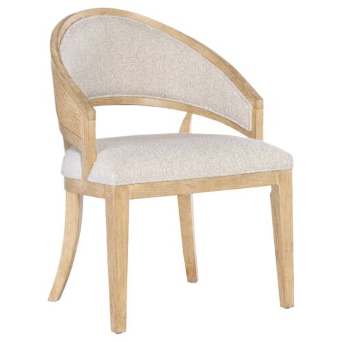 Retreat Cane Barrel Back Boucle Upholstered Chair, Neo Cream Retreat Cane Barrel Back Boucle Upholstered Chair, Neo Cream
