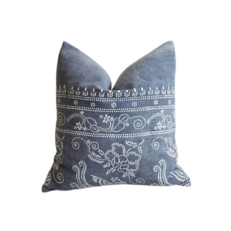 Gray & White Batik Chinoiserie Pillow