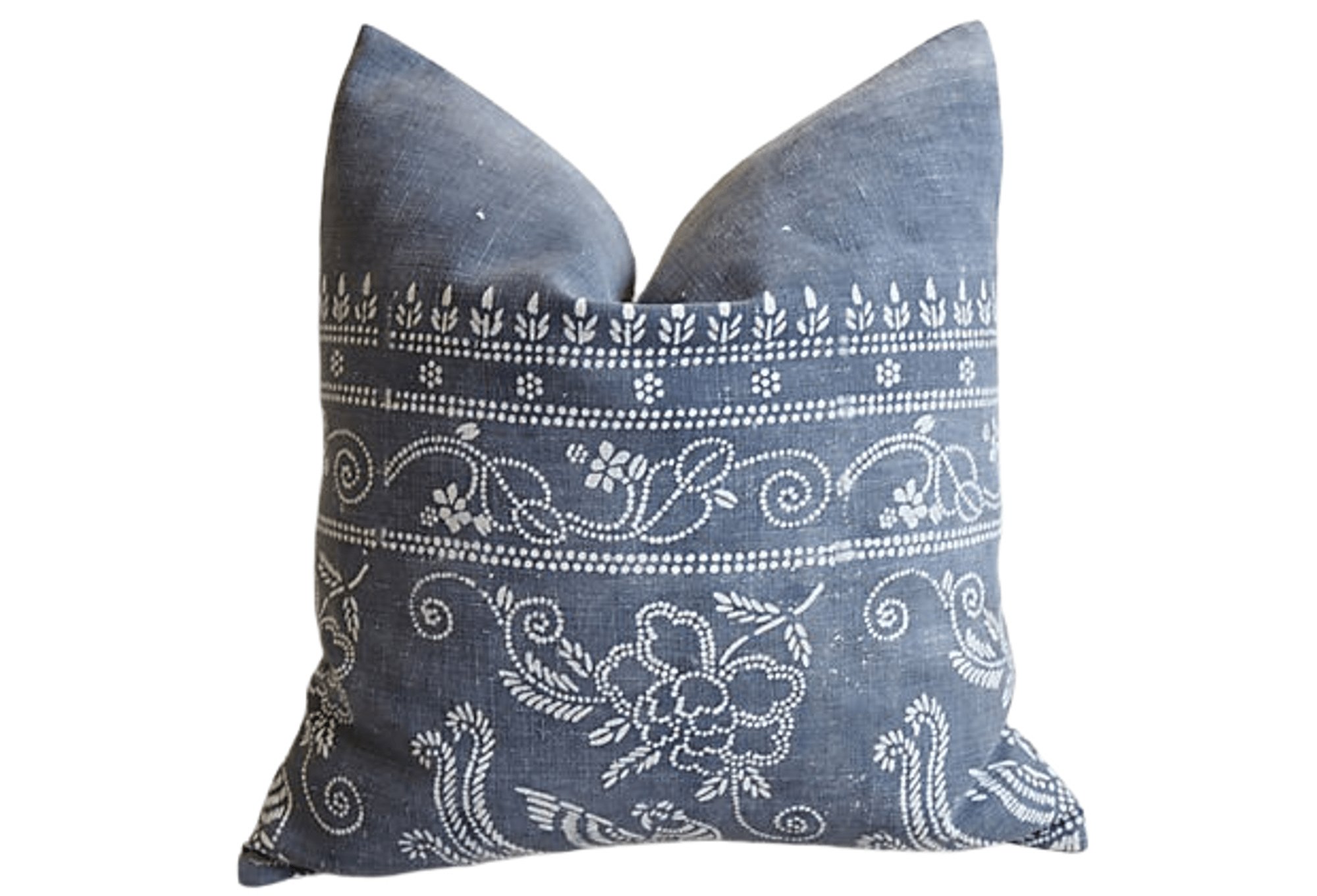Gray & White Batik Chinoiserie Pillow~P77584542