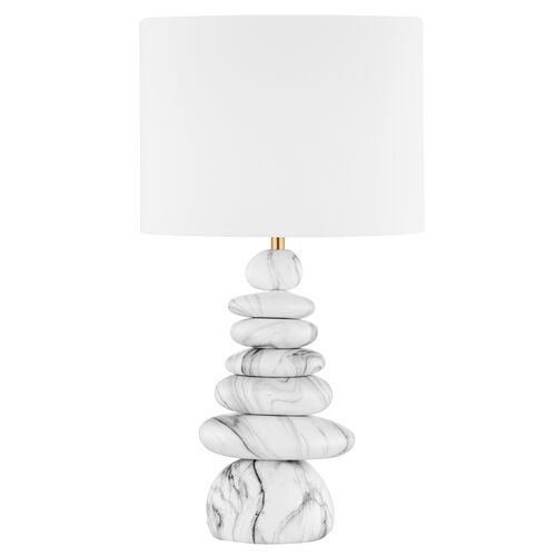 Aniya Ceramic Table Lamp, Marbled Gray