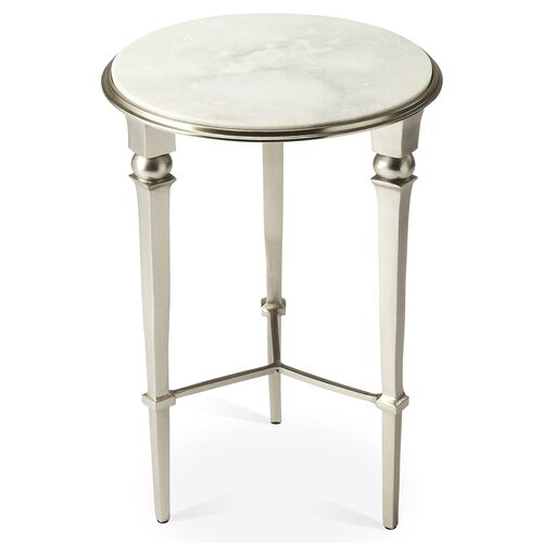 Prena Marble Side Table,  Polished Silver ~P77330263