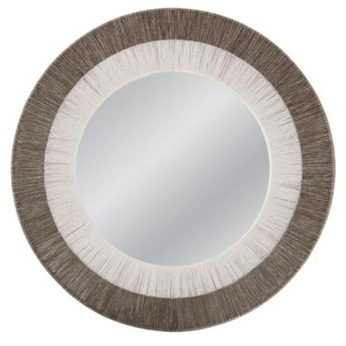 Natalie 48" Round Two-Tone Rope Wall Mirror, White/Gray
