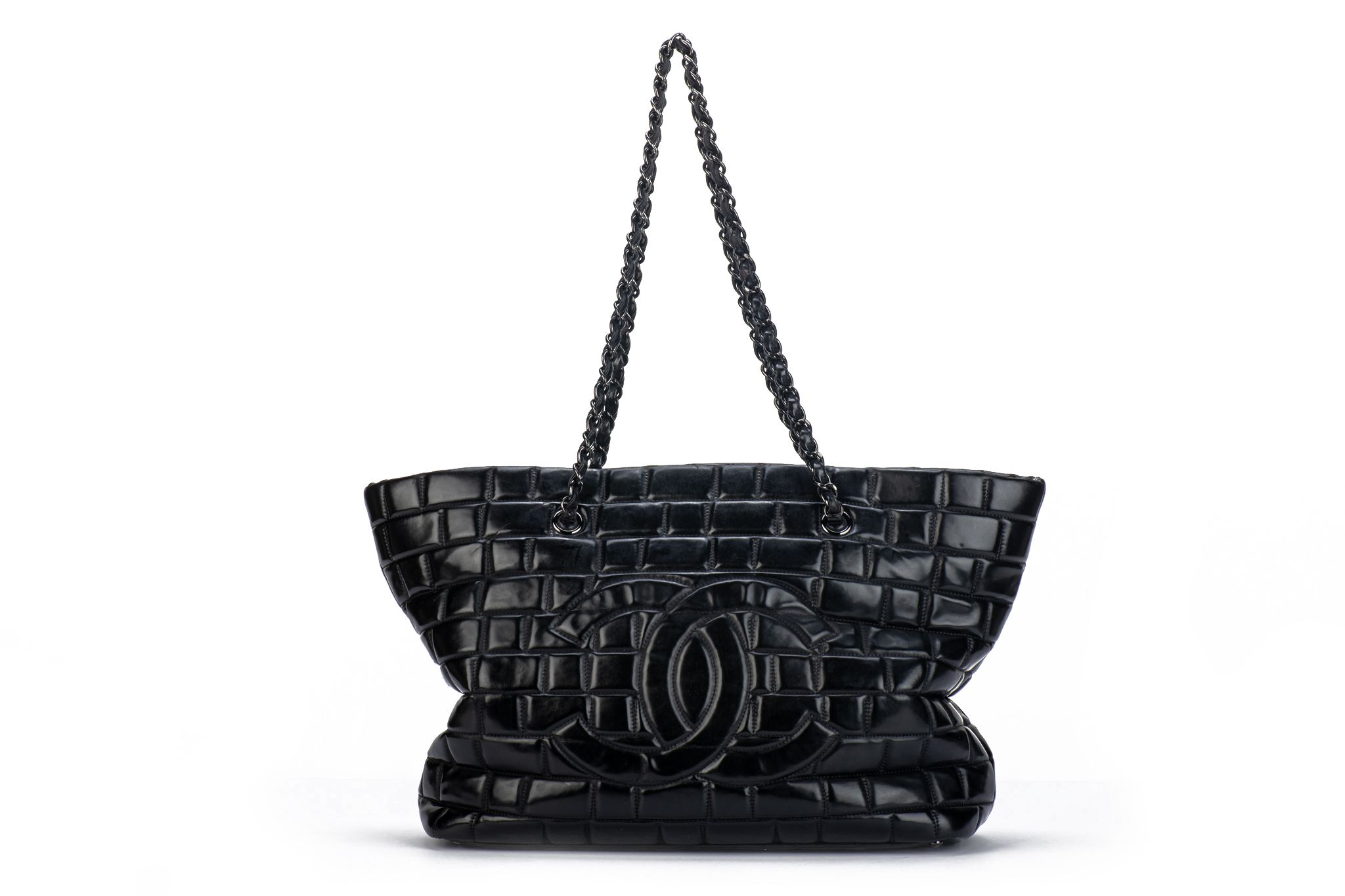 Chanel Black Brushed Leather Large Tote~P77658046