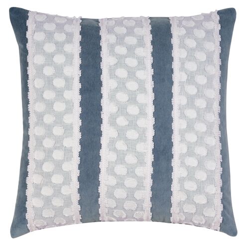 Lotty 20x20 Lace Pillow, Blue Denim/White