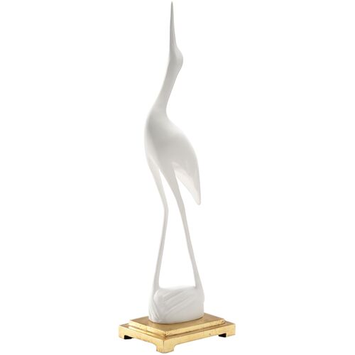Crane Composite Sculpture, White/Gold Crane Composite Sculpture, White/Gold