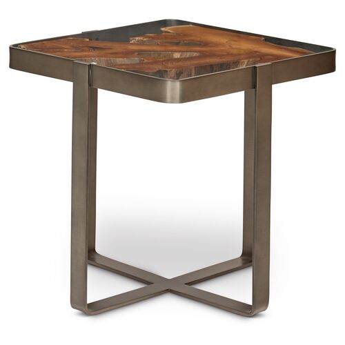 Candess Side Table, Teak/Gray~P77536473