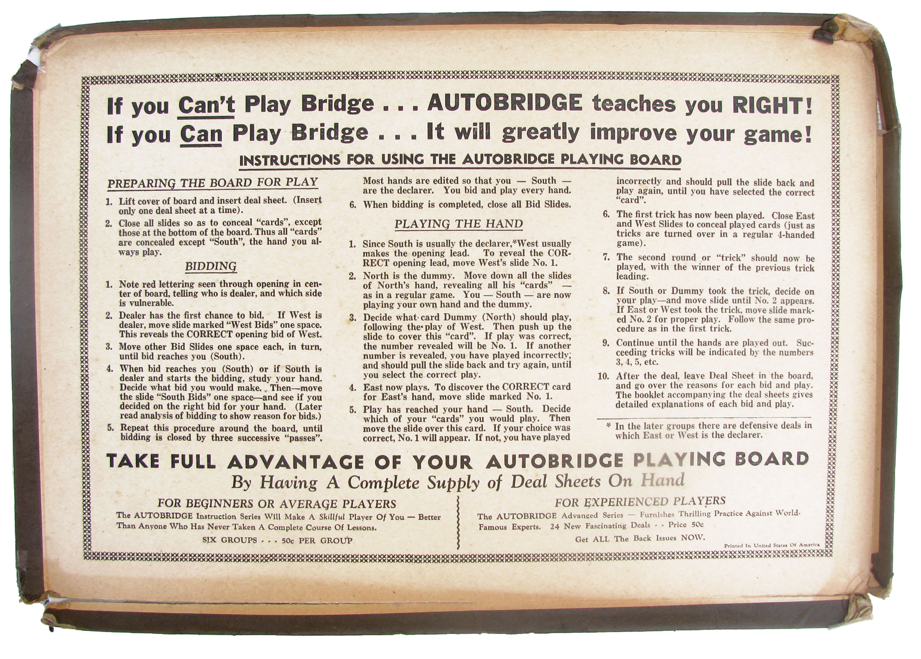 1937 Autobridge Game Set