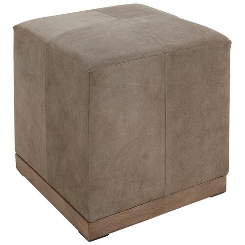 Olivia Small Ottoman, Smoke Suede