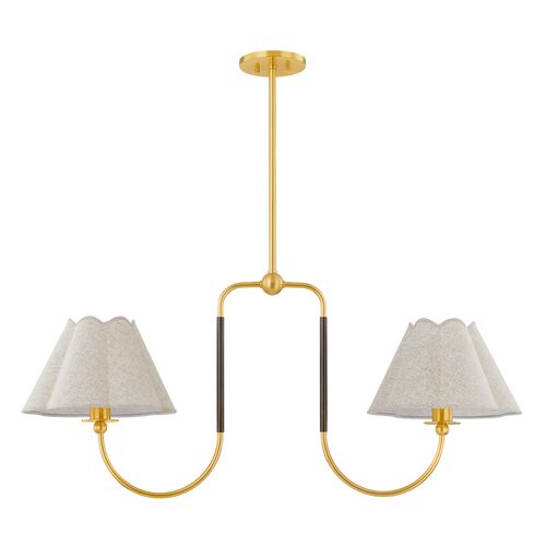 Janie 2-Light Linear, Aged Brass/True Bronze/Natural Linen Janie 2-Light Linear, Aged Brass/True Bronze/Natural Linen