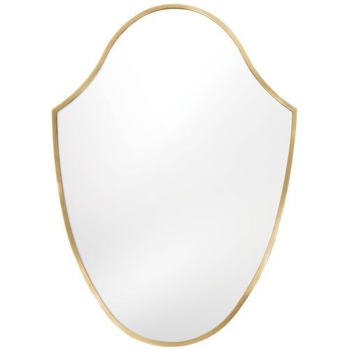 Crest Wall Mirror, Natural Brass