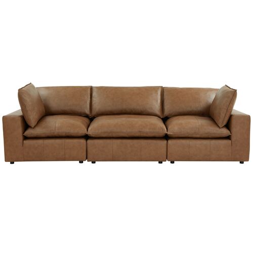 Saphine Leather Modular Sofa, Brown