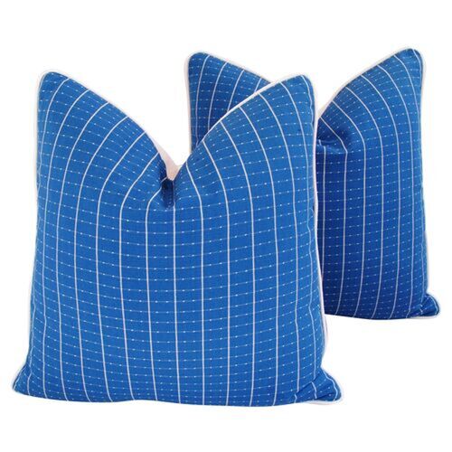 Nautical Beachy Blue & White Pillows, Pr~P77645274