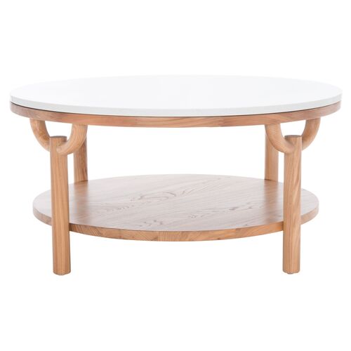 Leila Marble Top Coffee Table, Natural/White